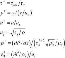 variables in wall or plus coordinates